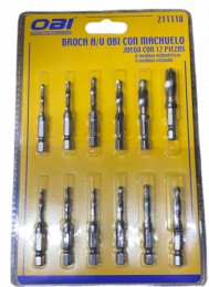 Broca A/V Obi Con Machuelo Juego 12 Pz Mm/Std 211118 Obi